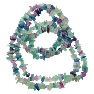 Wild Multi Color Fluorite Nugget Bead 36 inch Necklace | 7x5x2mm to 4x4x3mm |