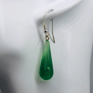 Amber Sterling Silver Earrings | 2 1/2" Long | Green | 1 Pair |