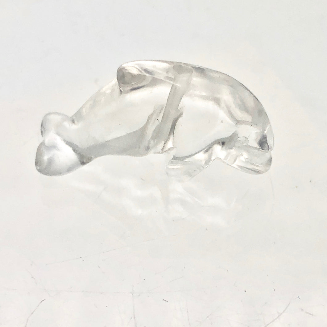 Adorable Quartz Dolphin Figurine Worry-stone | 25x11x8mm | Clear - PremiumBead Primary Image 1