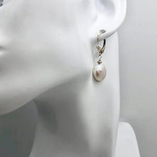 Load image into Gallery viewer, Creamy White Coin FW Pearl Lever Back Earrings | 1 1/4&quot; Long | White | 1 Pair |
