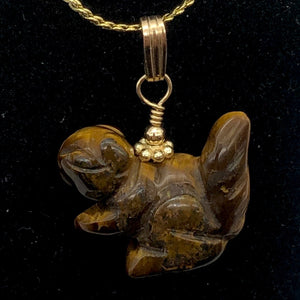 Tiger's Eye Squirrel Pendant Necklace|Semi Precious Stone Jewelry|14k Pendant