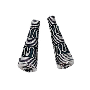 Classic Cone Shaped Bali Beads | 20.5x6.5x3mm | Silver | 2 Beads |