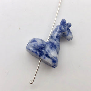 Graceful 2 Carved Sodalite Giraffe Beads | 21x16x9mm | Blue/White - PremiumBead Alternate Image 4