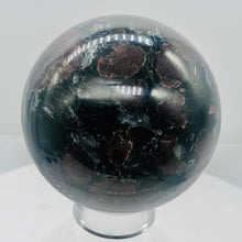 Load image into Gallery viewer, Astrophyllite Garnet Scry Sphere Round | 3&quot; | Red/Black | 1 Sphere |
