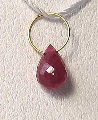 1.09cts (TCW) Natural, Untreated Red Ruby 18K Briolette Bead Pendant 9917B - PremiumBead Primary Image 1