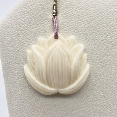 1 Glamorous Water Buffalo Bone Lotus Flower Pendant Bead 10786 - PremiumBead Primary Image 1