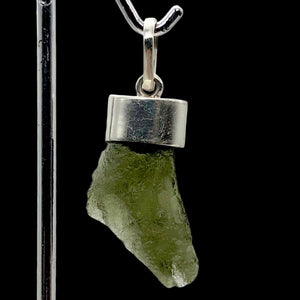 Blue Green Moldavite Sterling Silver Pendant 30x15x6mm | 1 5/8" long