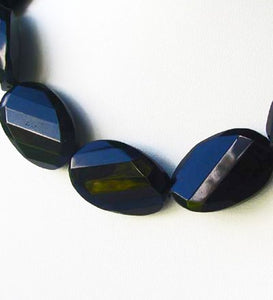 2 Faceted 30x20x8mm Jet Black Obsidian Pendant Bead 008680 - PremiumBead Primary Image 1