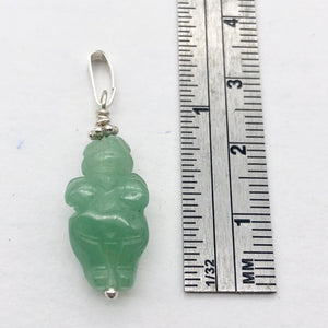 Aventurine Goddess of Willendorf Sterling Silver Pendant |1.38" Long | Green | - PremiumBead Alternate Image 5