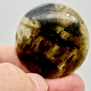 Aurora Borealis! Labradorite Pendant Bead | 45mm| Gteen/Black | Round | 1 Bead | - PremiumBead Alternate Image 5
