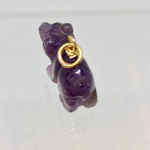 Load image into Gallery viewer, Carved Natural Amethyst Bear 14Kgf Pendant! Roar!! | 13x18x9mm (Bear), 4mm (Bail Opening), 1&quot; (Long) | Purple/Gold - PremiumBead Alternate Image 5
