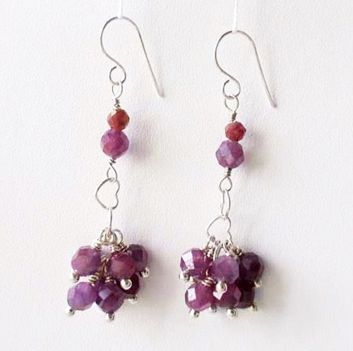 Love Purple Sapphire & Silver Heart Earrings 306622 - PremiumBead Primary Image 1