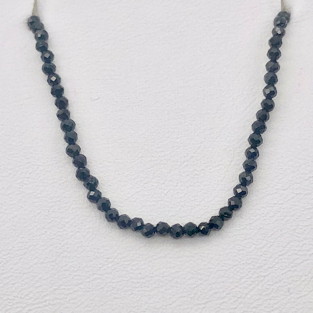 Spinel Stone Faceted Round Strand | 2mm | Black | 330 Bead(s)