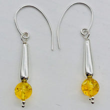 Load image into Gallery viewer, Amber Sterling Silver Bead Earrings | 1 1/2&quot; Long | Yellow | 1 Pair |
