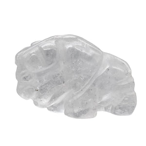 Charge! Quartz Bison / Buffalo Animal Figurine | 21x14x8mm | Clear