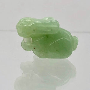 Hoppy 2 Hand Carved Natural Aventurine Bunny Rabbit Beads | 22x12x10m | Green