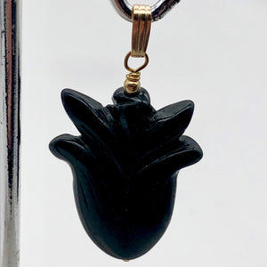 Obsidian 14K Gold Filled Rose Pendant | 2 1/2" Long | Black | 1 Pendant |