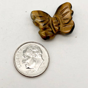 Fluttering Deep Tigereye Butterfly Figurine/Worry Stone | 21x18x7mm | Bronze - PremiumBead Alternate Image 2