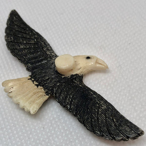 Soaring Bald Eagle - Large Hand Carved Button 10408C | 70x11.5x34mm | Cream and Black - PremiumBead Alternate Image 3