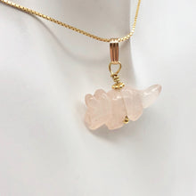 Load image into Gallery viewer, Rose Quartz Triceratops Pendant Necklace|SemiPrecious Stone Jewelry|14K Pendant | 22x12x7.5mm (Triceratops), 5.5mm (Bail Opening), 1&quot; (Long) | Pink - PremiumBead Alternate Image 5

