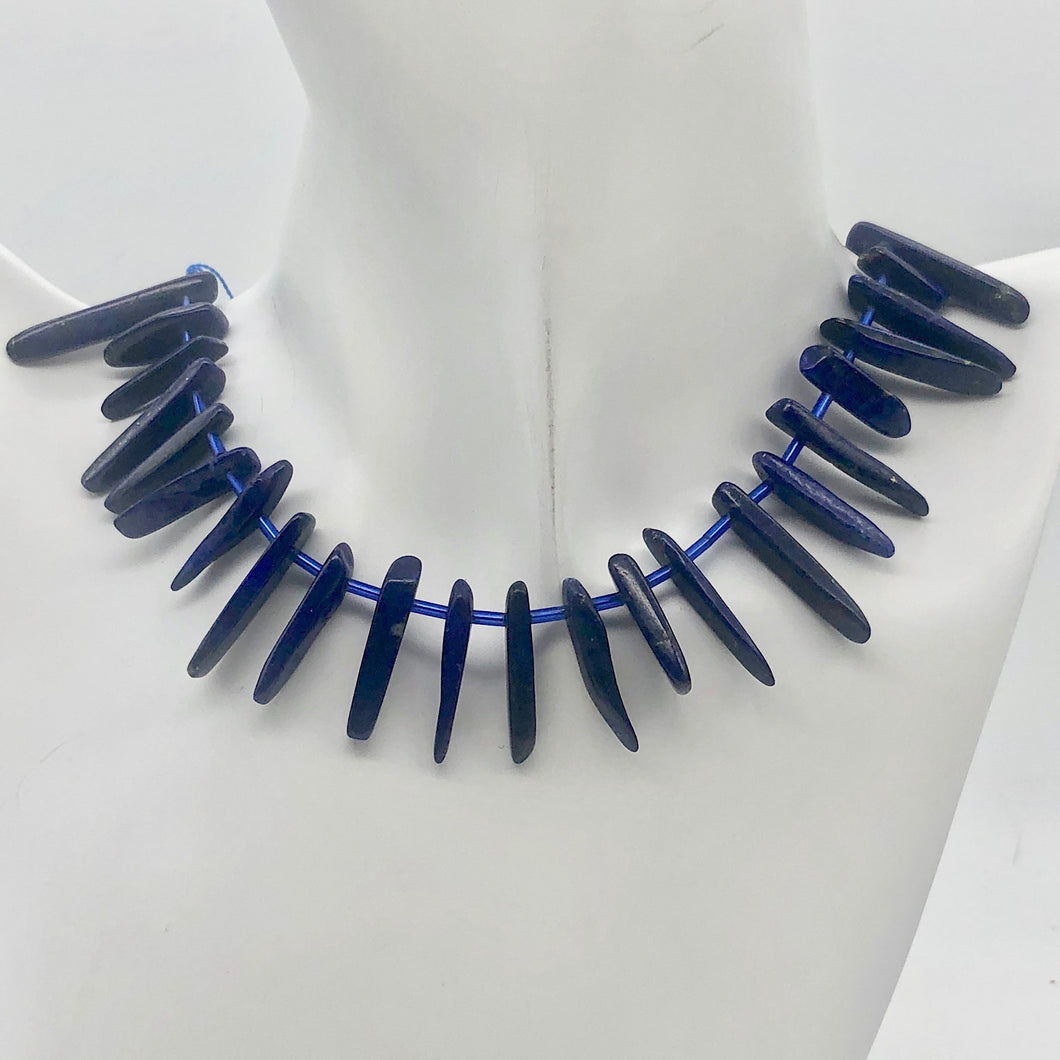 Natural Lapis Lazuli Pendant Bead Strand |15x3x5mm - 28x4x5mm| Blue | 53 Beads | - PremiumBead Primary Image 1