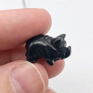 Oink 2 Carved Obsidian Pig Beads | 21x13x9.5mm | Black - PremiumBead Alternate Image 5