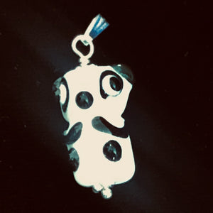 Lampwork Glass Sterling Silver Panda Pendant | 1 1/4" Long | White/Black | 1 |