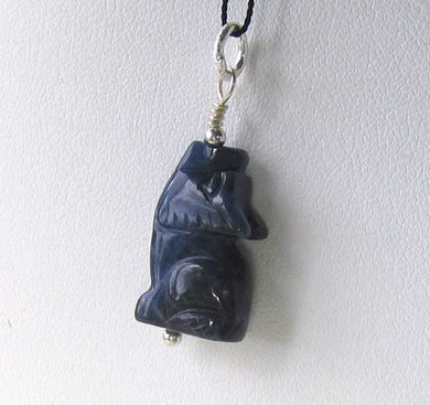 New Moon! Sodalite Wolf & Sterling Silver Pendant 509282SD - PremiumBead Primary Image 1