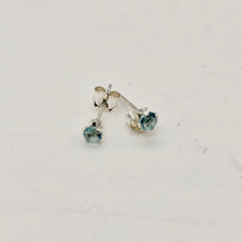 Load image into Gallery viewer, March Birthstone 3mm Created Aquamarine Sterling Silver Earrings - PremiumBead Alternate Image 2
