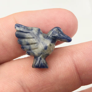 2 Hand Carved Sodalite Dove Bird Beads | 18x18x7mm | Blue white - PremiumBead Alternate Image 6