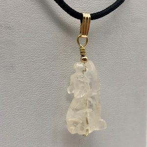 Quartz Wolf Pendant Necklace | Semi Precious Stone Jewelry | 14k Pendant - PremiumBead Alternate Image 4