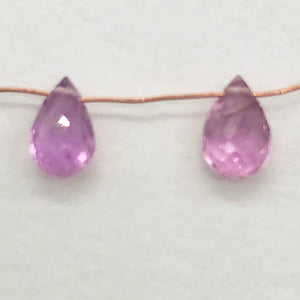 Pair Precious Pink Sapphire Briolette Beads | .90cts | 2 Beads |