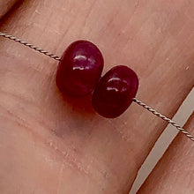 Load image into Gallery viewer, 2 Gemmy Natural Ruby 5.25x3.5mm Smooth Roundel Beads | 2.5 carats|

