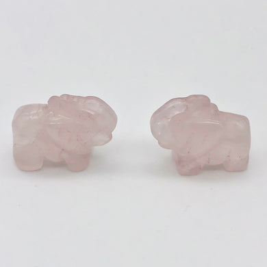 2 Wild Hand Carved Rose Quartz Elephant Beads | 22.5x17.5x9.5mm | Pink - PremiumBead Primary Image 1