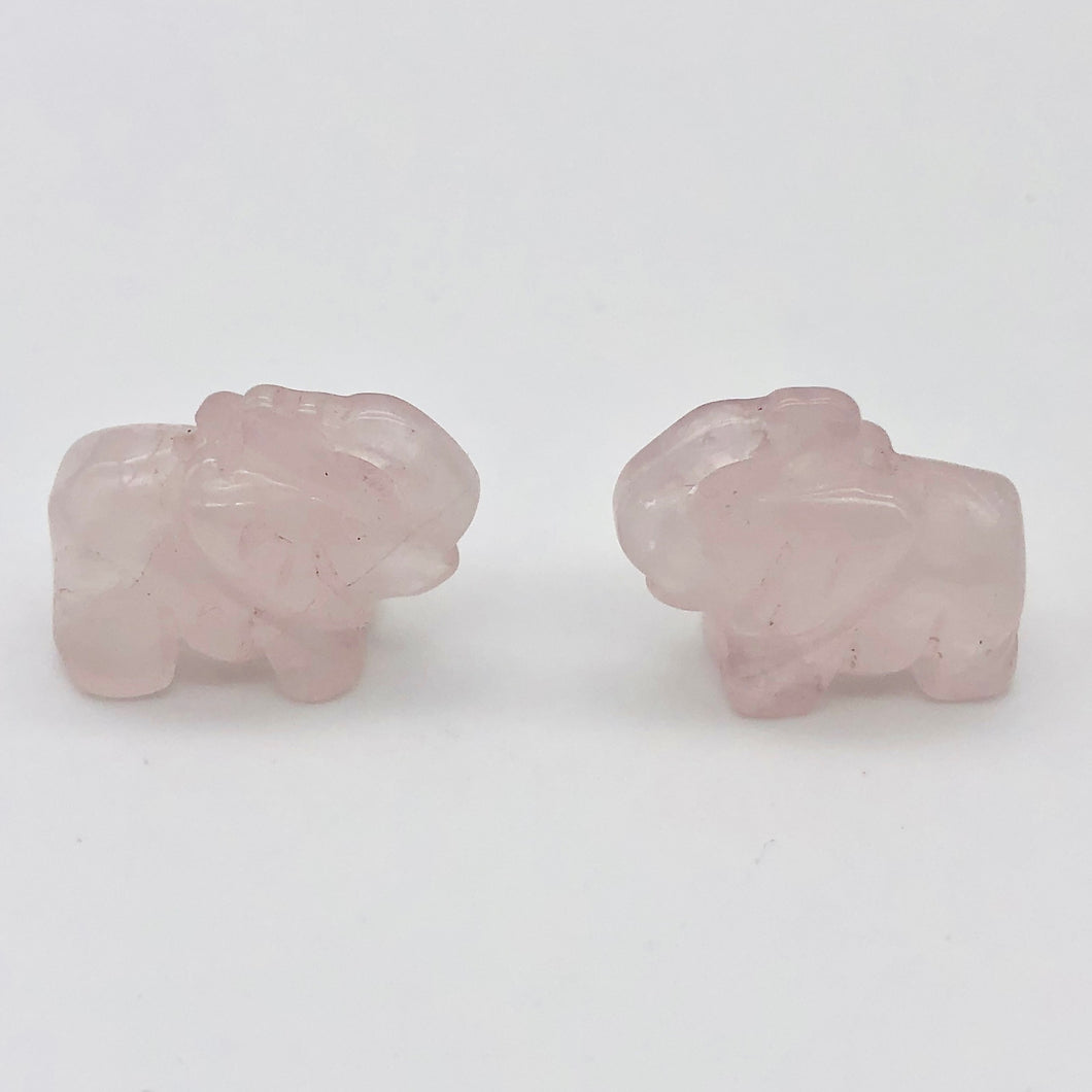 2 Wild Hand Carved Rose Quartz Elephant Beads | 22.5x17.5x9.5mm | Pink - PremiumBead Primary Image 1