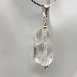 Hand Carved Quartz Female Laughing Buddha Pendant with Silver Findings | 1 3/4" - PremiumBead Alternate Image 11