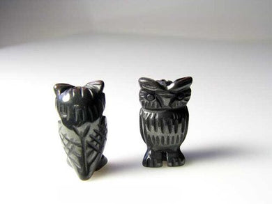 2 Wisdom Carved Hematite Owl Beads - PremiumBead Primary Image 1
