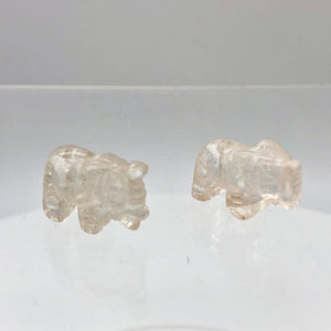 2 Wild Hand Carved Clear Quartz Elephant Beads | 22.5x21x10mm | Clear - PremiumBead Primary Image 1