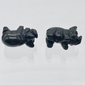 Carved Obsidian Pig Semi Precious Gemstone Bead Figurine! - PremiumBead Alternate Image 4