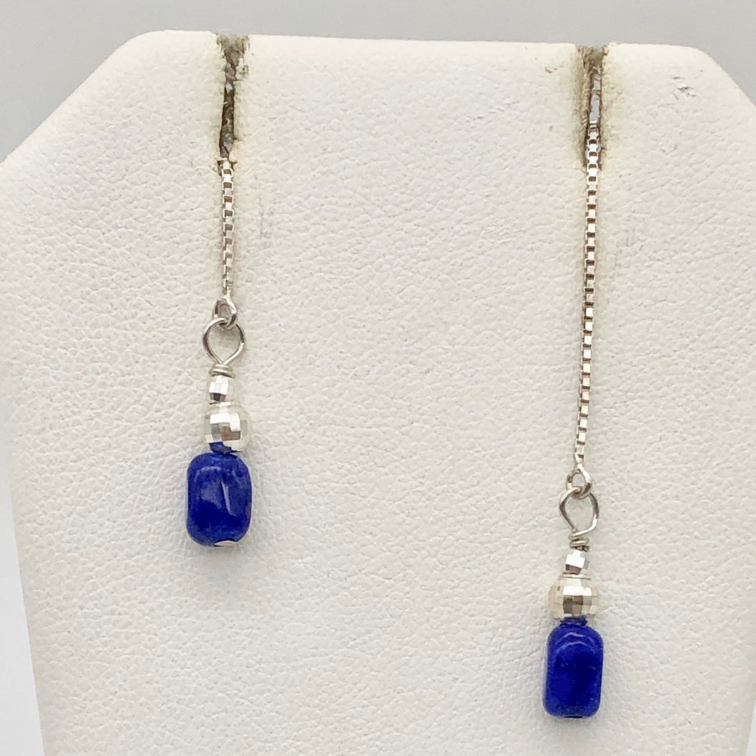 Lapis Lazuli and Sterling Threader Earrings 303272B - PremiumBead Primary Image 1