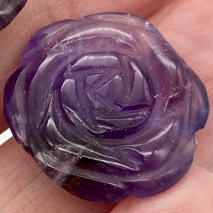 Amethyst Carved Rose Worry-stone Figurine | 20x6mm | Purple - PremiumBead Primary Image 1