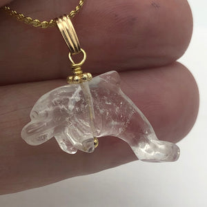 Quartz Dolphin Pendant Necklace | Semi Precious Stone Jewelry | 14k Pendant - PremiumBead Alternate Image 3