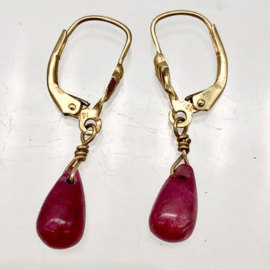 Sensational 6cts Genuine Natural Ruby and Solid 14K Gold Earrings 008536 - PremiumBead Primary Image 1
