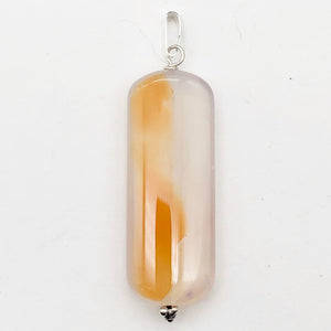 Red Orange Sardonyx Pendant with Sterling Silver Accent Bead | 2 1/4" Long |