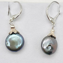 Load image into Gallery viewer, Platinum Freshwater Coin Pearl and Sterling Dangling Earrings | 1 1/4 Inch Drop |

