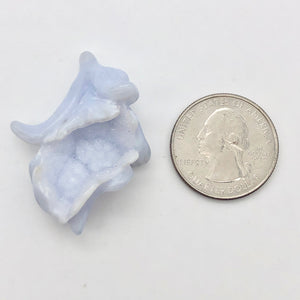 Blue Chalcedony Druzy Flower Bead | Carved | Twice Drilled | 42.98 cts | 41x31mm - PremiumBead Alternate Image 8