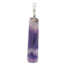 Load image into Gallery viewer, Chevron Amethyst Sterling Silver Rectangle | 3&quot; Long | Purple/White | 1 Pendant|
