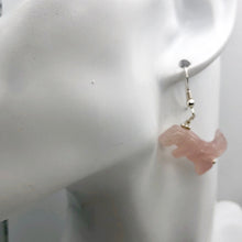 Load image into Gallery viewer, Rose Quartz Tyrannosaurus Rex Sterling Silver Drop Earrings| 1.5&quot; Long | Pink |
