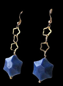 Twinkle Blue Dumortierite Star 14K Vermeil Earrings 309245DU