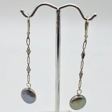 Load image into Gallery viewer, Platinum Freshwater Coin Pearl and Sterling Dangling Earrings 309447B - PremiumBead Alternate Image 4
